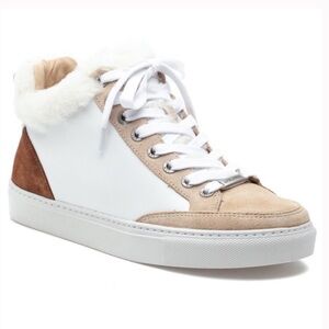 J Slides Leather High-Top Sneakers with Sheep Hair